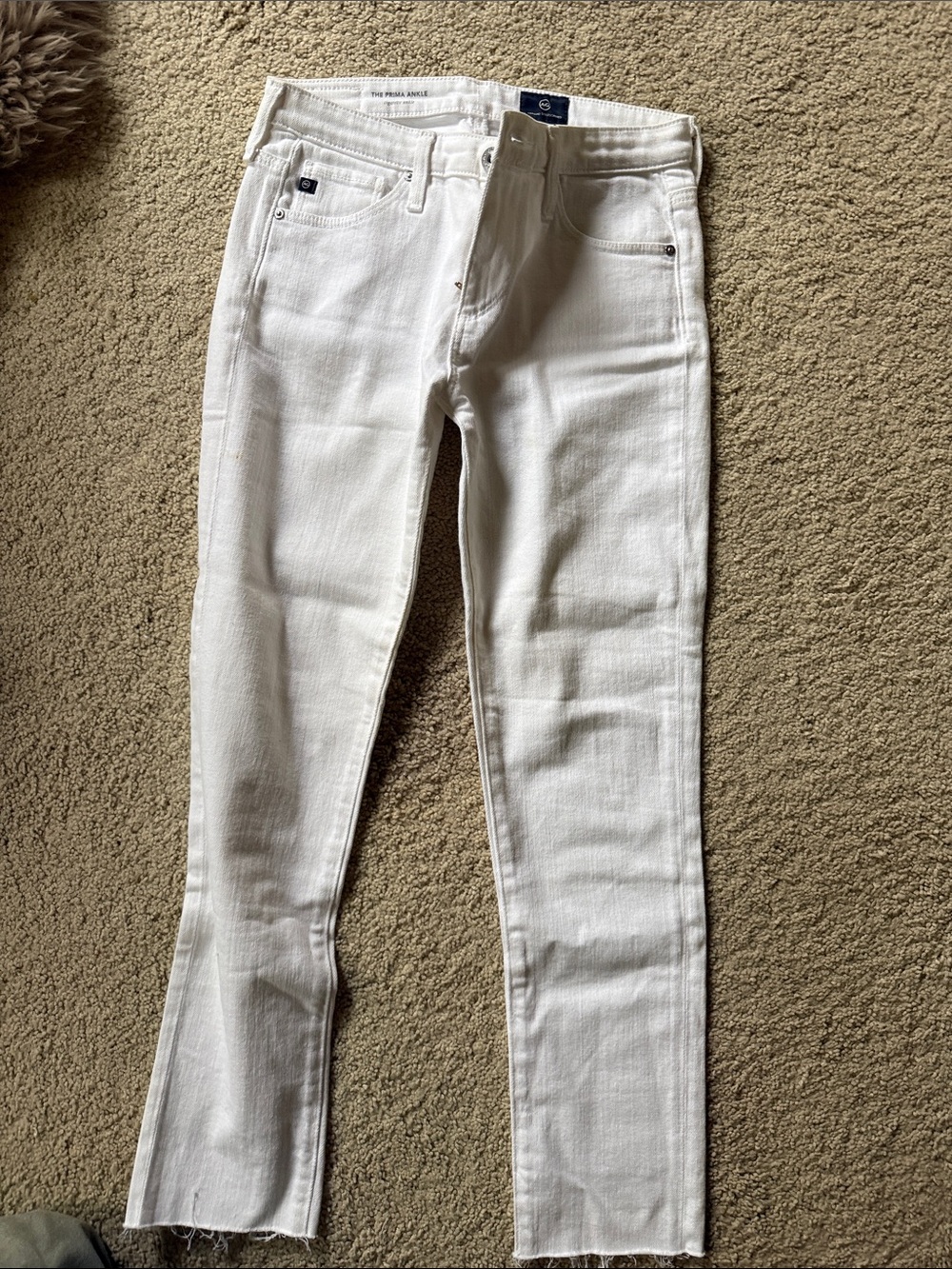 AG Adriano Goldschmied White Skinny Ankle Jeans